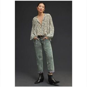 Anthropologie Pilcro the Wanderer Corduroy Crop Cargo distressed trouser Pants